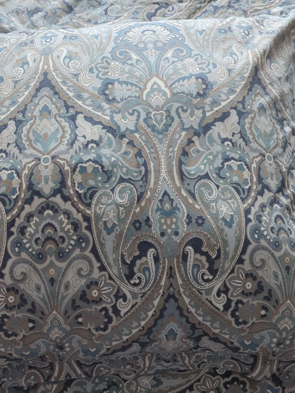 Pottery Barn MacKenna Paisley Queen Size Duvet Cover And 2 English Shams Set.